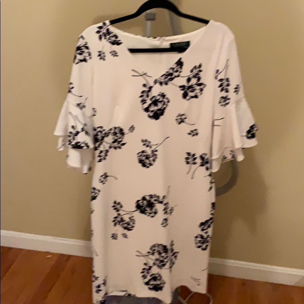 Ralph Lauren Cream and Black Flowed Dress